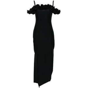 Coperni Ruffled Trim Black Midi Dress - NWT